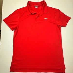 Tesla Men's Red‎ Short Sleeve Polo Shirt Logo Embroidered Size Medium